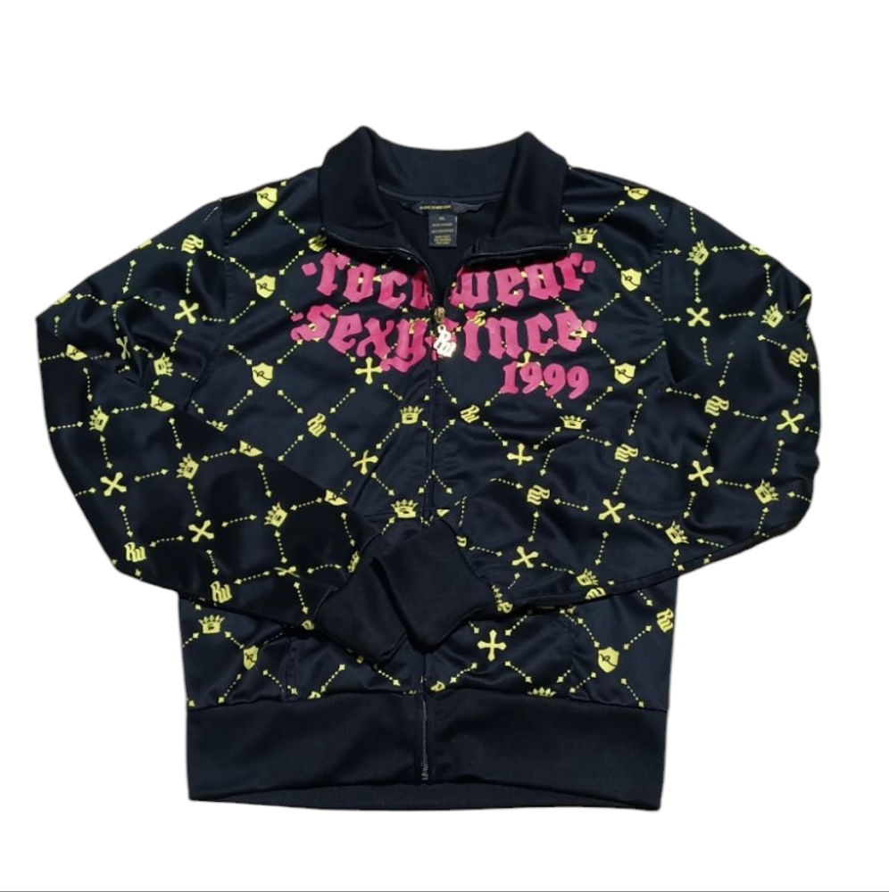 Kids Rocawear Black and Yellow Graphic Zip-Up Jacket